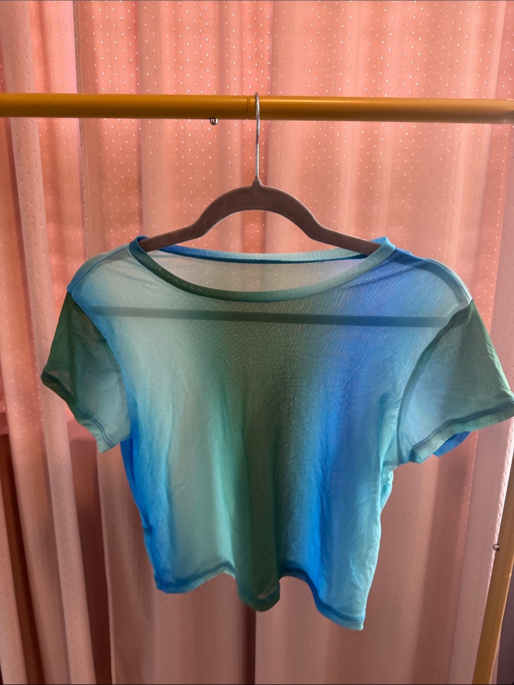 aerie Sheer Ombre Crop Tee in Blue-Green